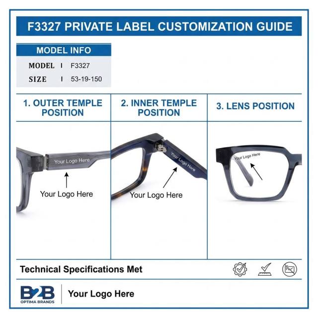 Transparent Navy Square Acetate Optical Frame F3327 | Ajaoptical