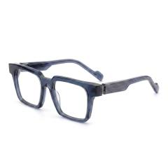 Transparent Navy Square Acetate Optical Frame F3327 | Ajaoptical