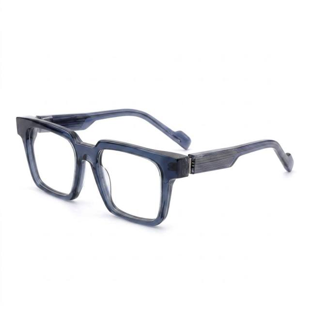 Transparent Navy Square Acetate Optical Frame F3327 | Ajaoptical