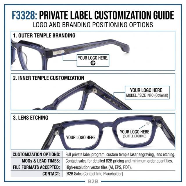 Transparent Navy Square Acetate Optical Frame F3328 | Ajaoptical