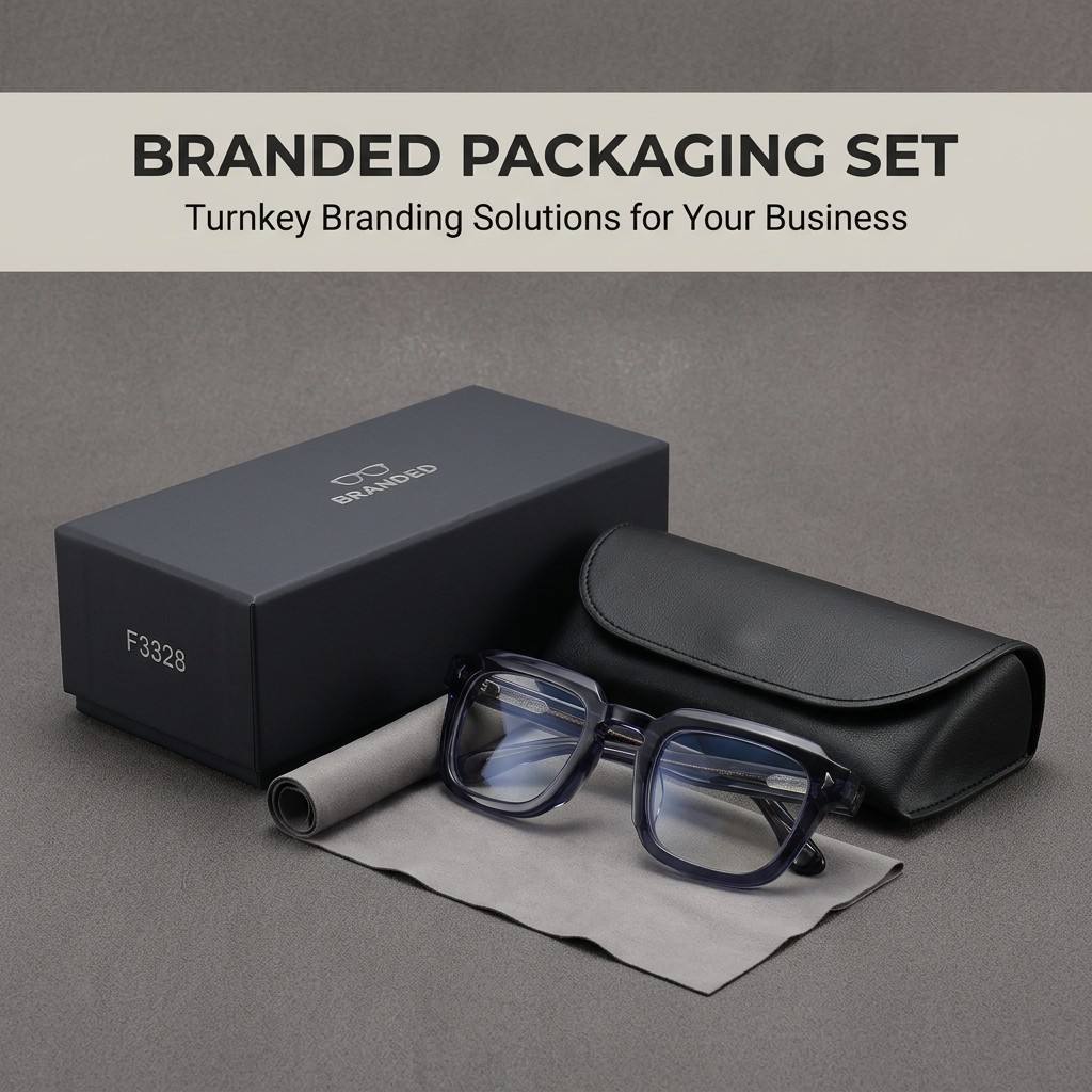 Transparent Navy Square Acetate Optical Frame F3328 | Ajaoptical