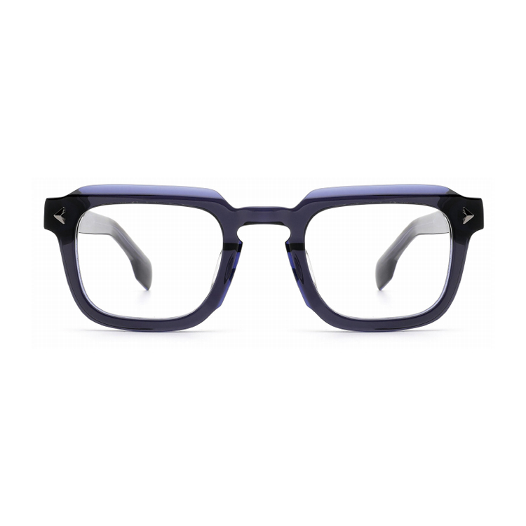 Transparent Navy Square Acetate Optical Frame F3328 | Ajaoptical
