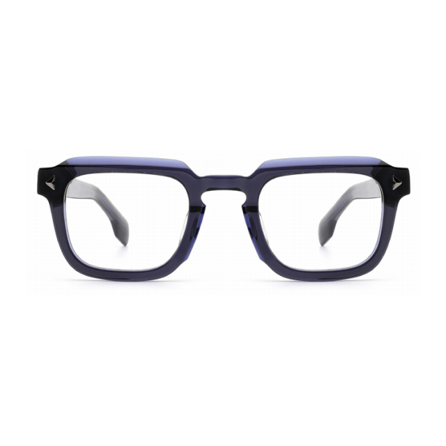 Transparent Navy Square Acetate Optical Frame F3328 | Ajaoptical