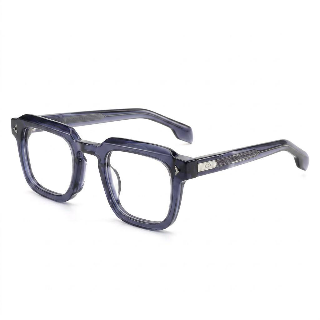 Transparent Navy Square Acetate Optical Frame F3328 | Ajaoptical