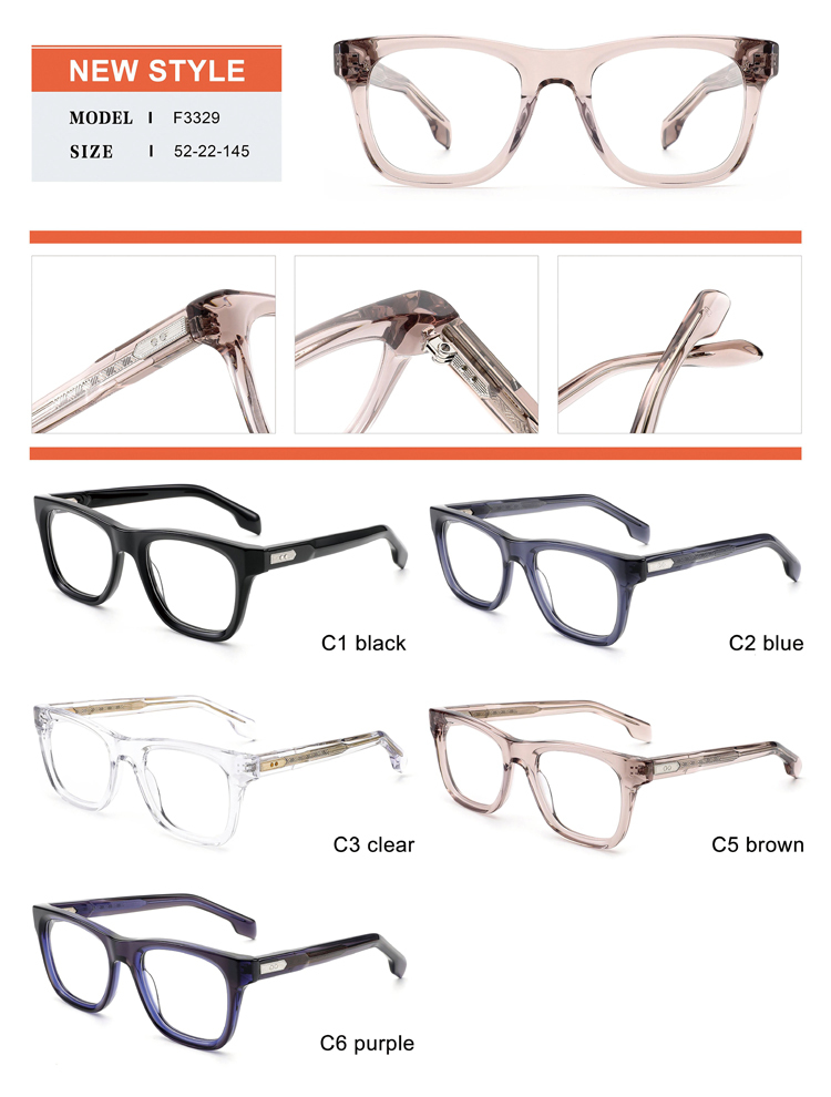 Wholesale Acetate Square Optical Frame F3329 Eyeglasses - Ajaoptical