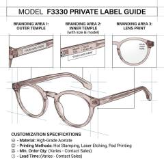 Wholesale Acetate Round Optical Frame F3330 Eyeglasses - Ajaoptical