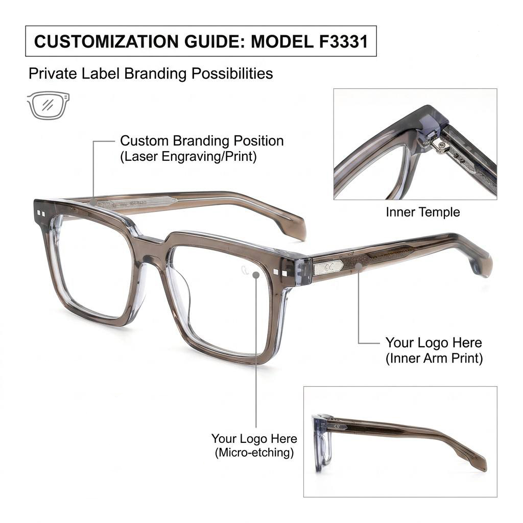 Wholesale Acetate Bold Square Unisex Eyeglasses F3331 - Ajaoptical