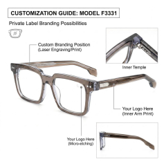 Wholesale Acetate Bold Square Unisex Eyeglasses F3331 - Ajaoptical