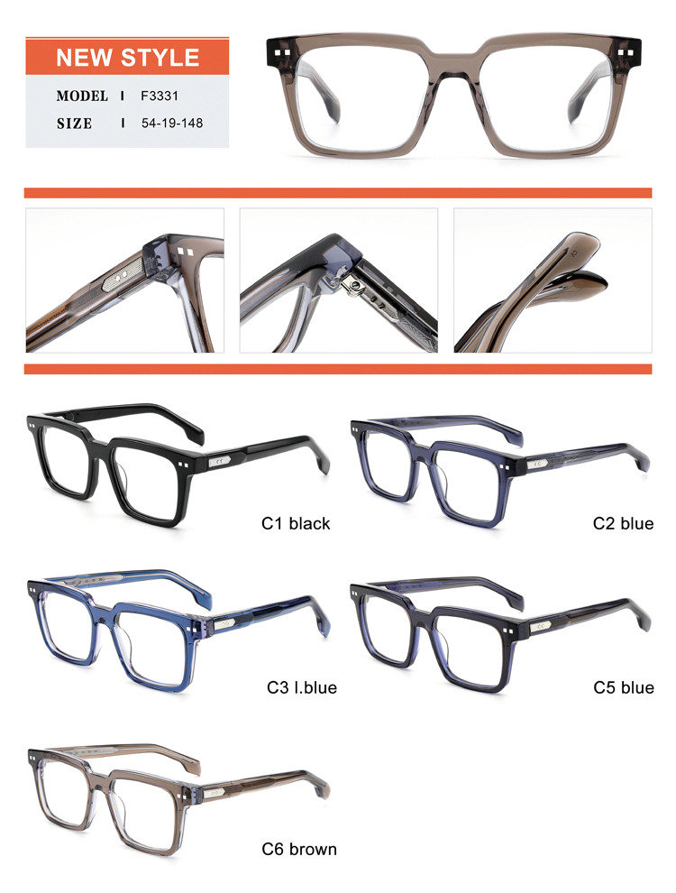 Wholesale Acetate Bold Square Unisex Eyeglasses F3331 - Ajaoptical