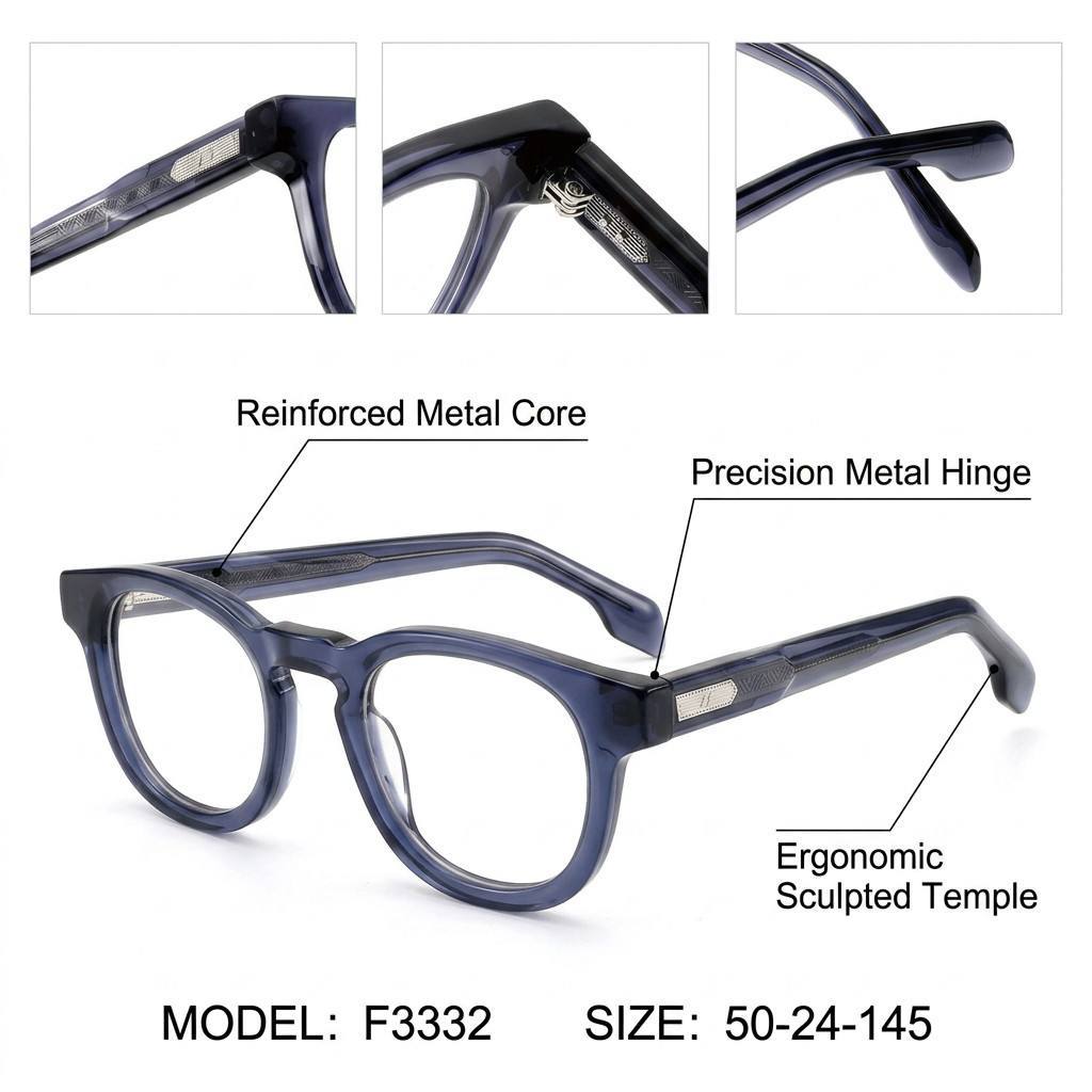 Vintage Round Acetate Optical Eyeglass Frame F3332 | Ajaoptical
