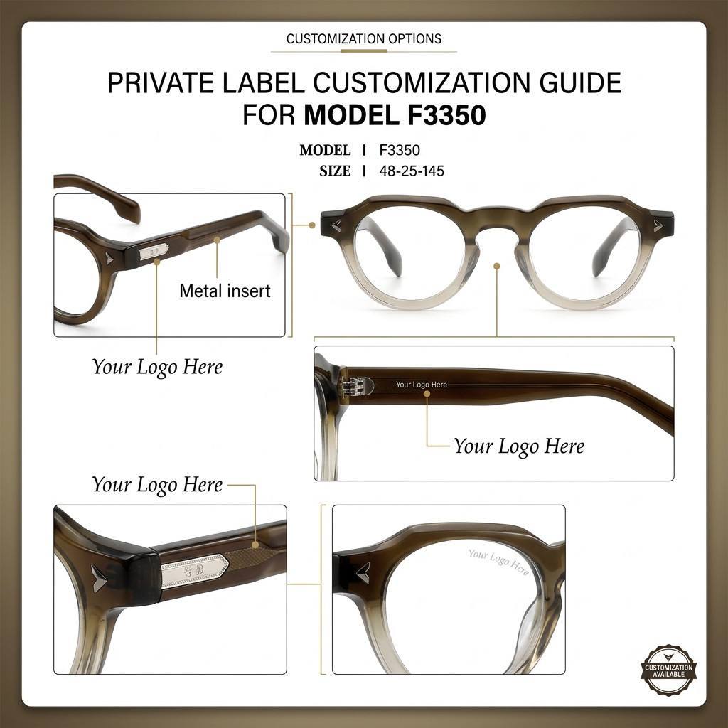 Geometric Round Acetate Optical Eyeglass Frame F3350 | Ajaoptical