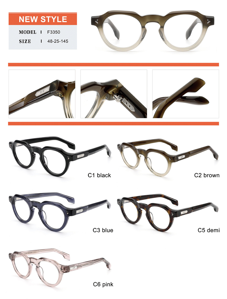Geometric Round Acetate Optical Eyeglass Frame F3350 | Ajaoptical