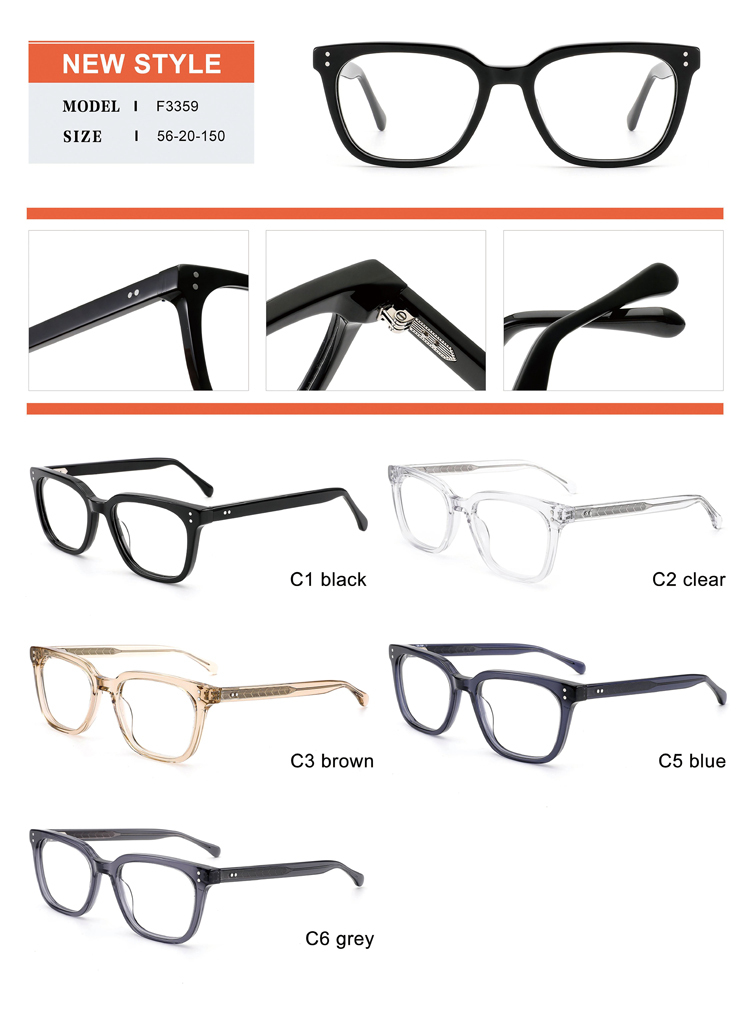 Classic Square Acetate Eyeglasses Frame Unisex | Ajaoptical