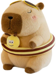 Capybara,Plush toy factory in China,Capybaras on a Swim Ring Plush Toy, Soft-Stuffed Capybaras
