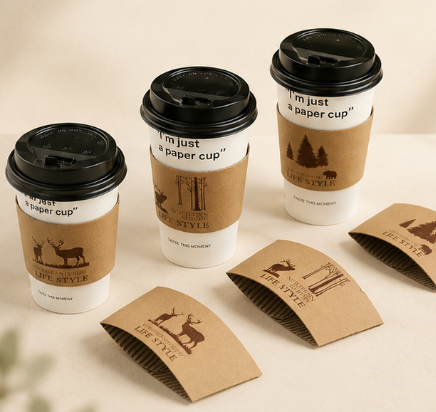 Custom Printed Logo Branded Plain Insulated Disposable Black Hot Drink Iced Kraft Paper Coffee Cup Sleeves,AT PACK,Custom Printed Logo Branded Plain Insulated Disposable Black Hot Drink Iced Kraft Paper Coffee Cup Sleeves