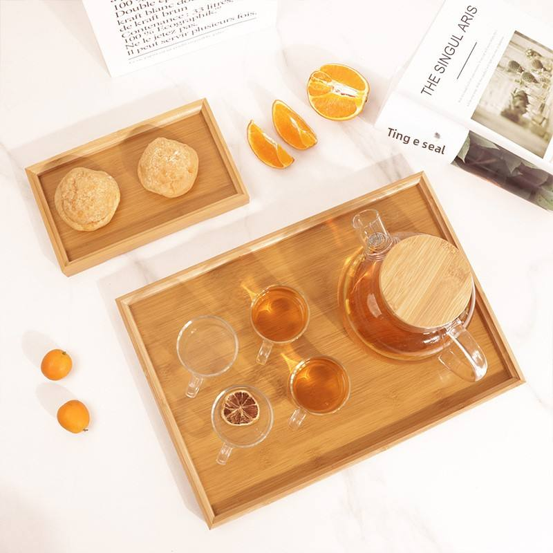 Wooden Rectangular Tea Tray with Water Cup Bread Tray Japanese Style Minimalist Design Multifunction for Household Use,AT PACK,Wooden Rectangular Tea Tray with Water Cup Bread Tray Japanese Style Minimalist Design Multifunction for Household Use