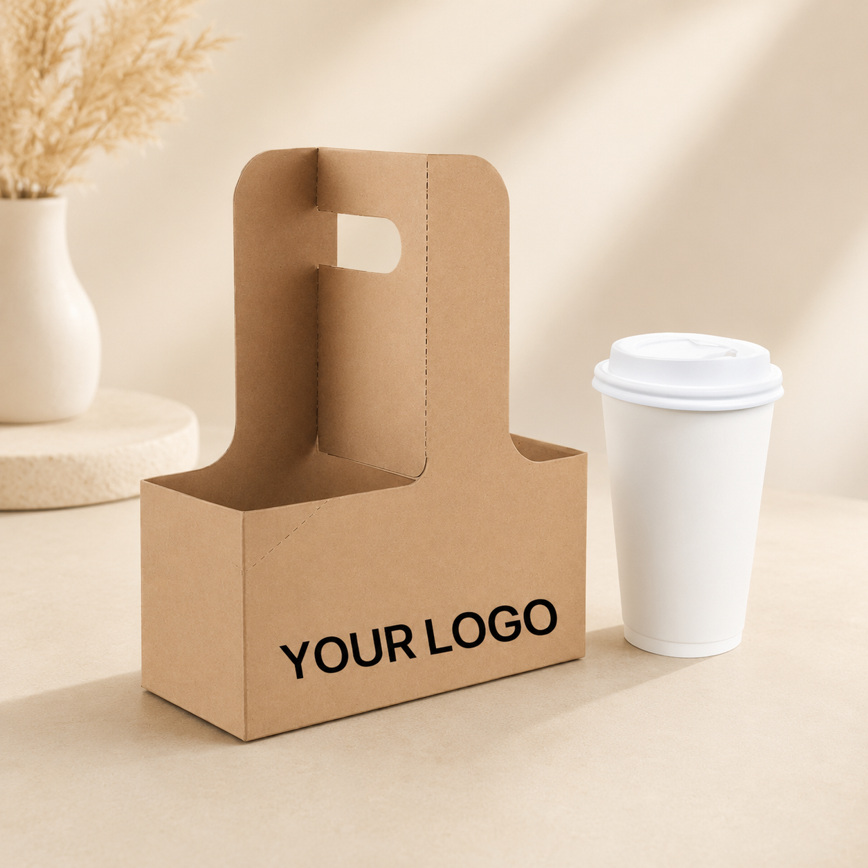 Custom Corrugated Disposable Coffee Cup Holder Tray Portable Cup Holder Handling 2/4/6 Cups Takeaway Wine Carrier,AT PACK,Custom Corrugated Disposable Coffee Cup Holder Tray Portable Cup Holder Handling 2/4/6 Cups Takeaway Wine Carrier