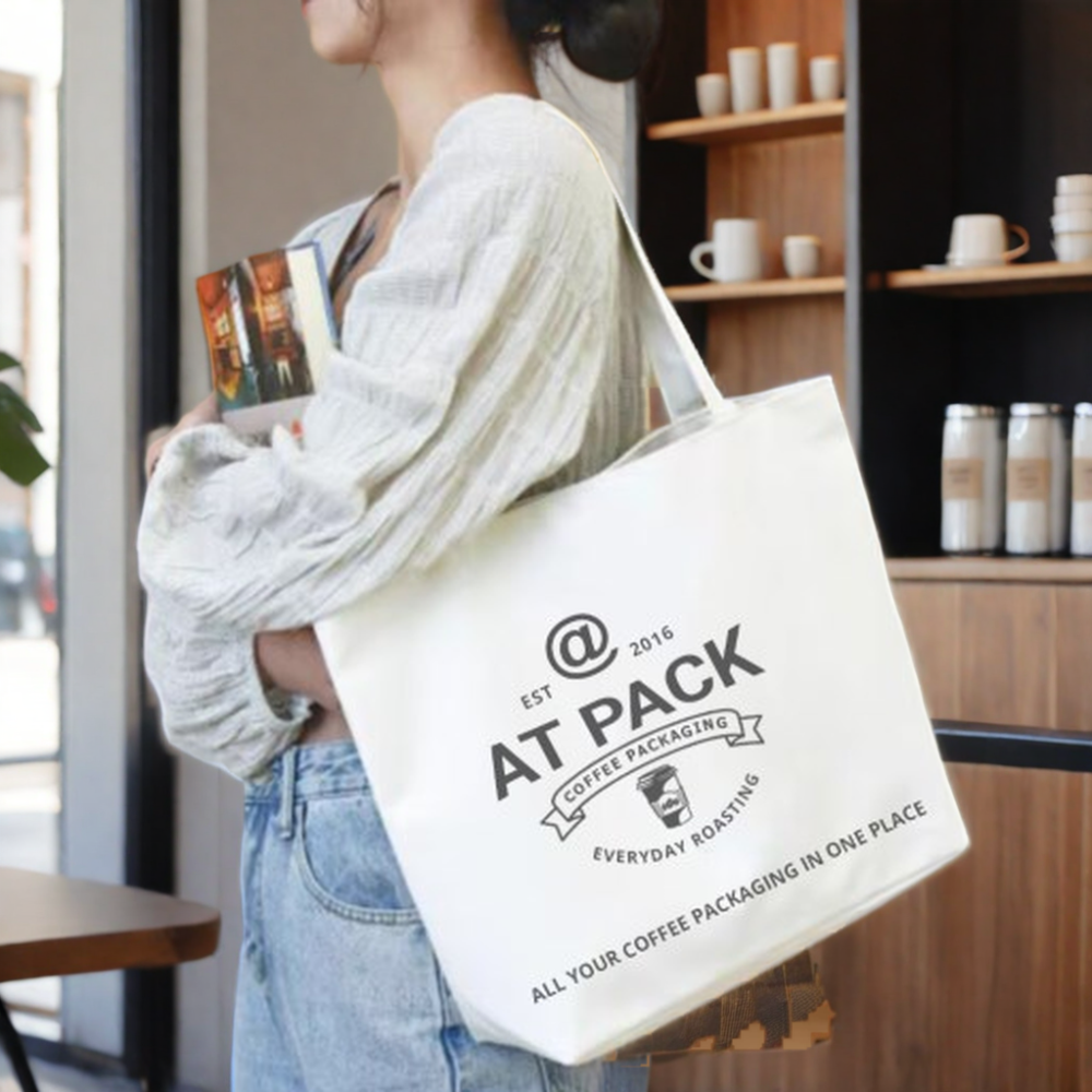 Custom Printed Canvas Coffee Tote Bag Logo Custom Printed Shopping Bag for Coffee Shop Supplies,AT PACK,Custom Printed Canvas Coffee Tote Bag Logo Custom Printed Shopping Bag for Coffee Shop Supplies