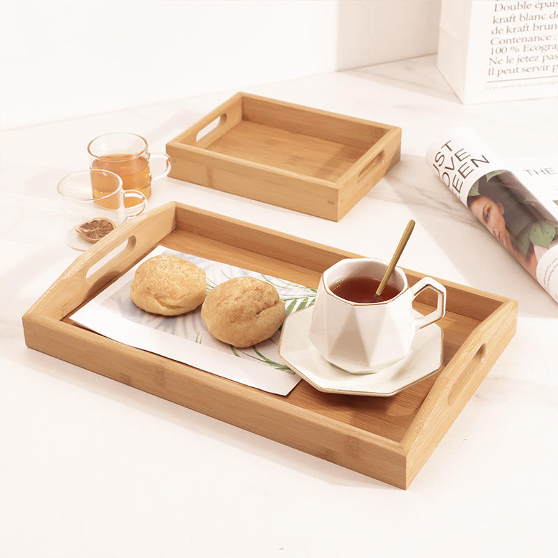Wooden Rectangular Tea Tray with Water Cup Bread Tray Japanese Style Minimalist Design Multifunction for Household Use,AT PACK,Wooden Rectangular Tea Tray with Water Cup Bread Tray Japanese Style Minimalist Design Multifunction for Household Use