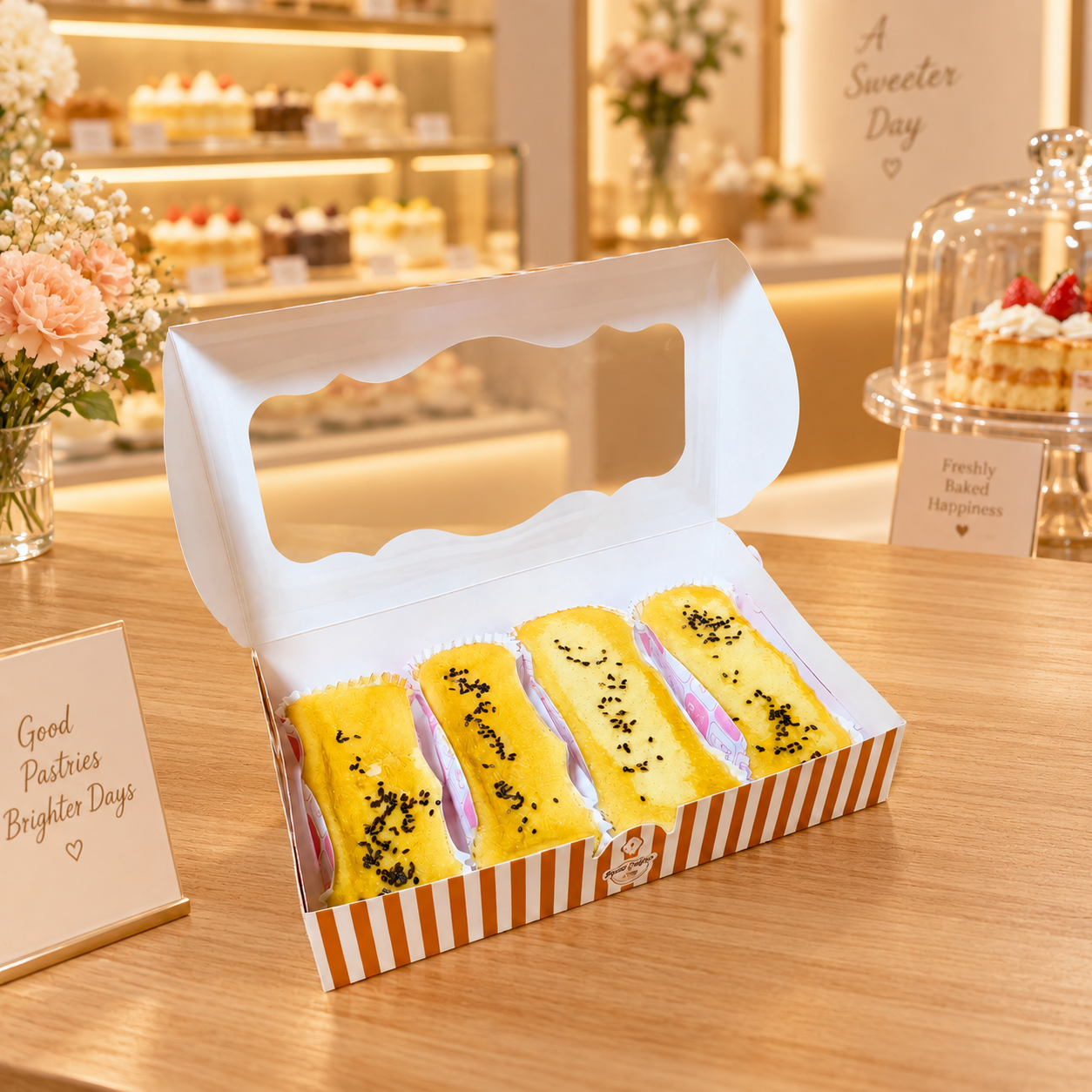 Bakery Box Custom Printed Box With Window for Cookie Cake Cupcake Dessert Holiday Party Wholesale,AT PACK,Bakery Box Custom Printed Box With Window for Cookie Cake Cupcake Dessert Holiday Party Wholesale