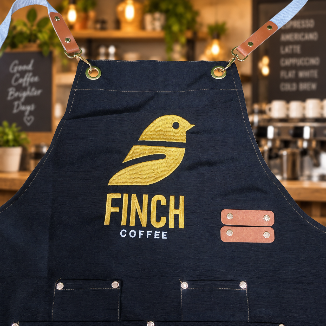 AT PACK Custom Coffee Shop Apron with Logo Embroidered Barista Apron Adjustable Work Apron for Café Restaurant Staff,AT PACK,AT PACK Custom Coffee Shop Apron with Logo Embroidered Barista Apron Adjustable Work Apron for Café Restaurant Staff