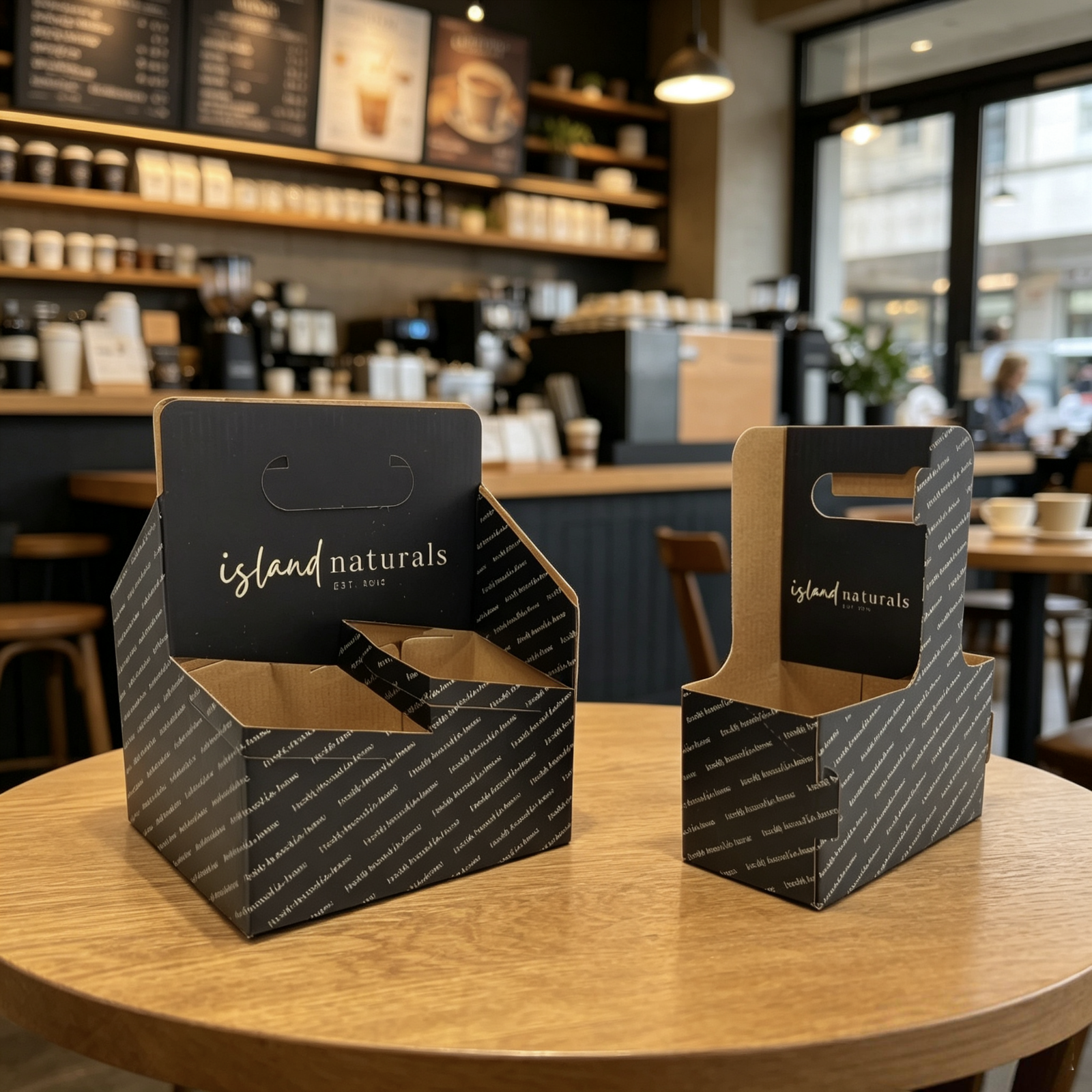 AT PACK Custom Printed 2 Cup Carrier Box Takeaway Coffee Cup Holder with Handle for Café Beverage Packaging,AT PACK,AT PACK Custom Printed 2 Cup Carrier Box Takeaway Coffee Cup Holder with Handle for Café Beverage Packaging
