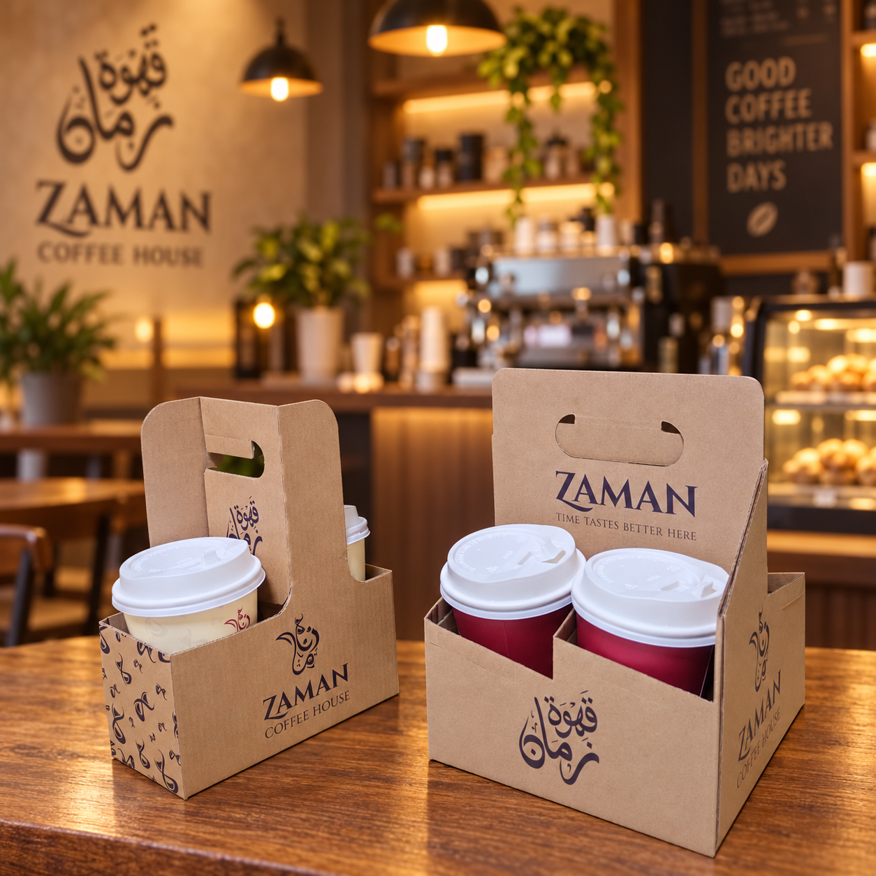 AT PACK Custom Printed 2 Cup Carrier Box Takeaway Coffee Cup Holder with Handle for Café Beverage Packaging,AT PACK,AT PACK Custom Printed 2 Cup Carrier Box Takeaway Coffee Cup Holder with Handle for Café Beverage Packaging