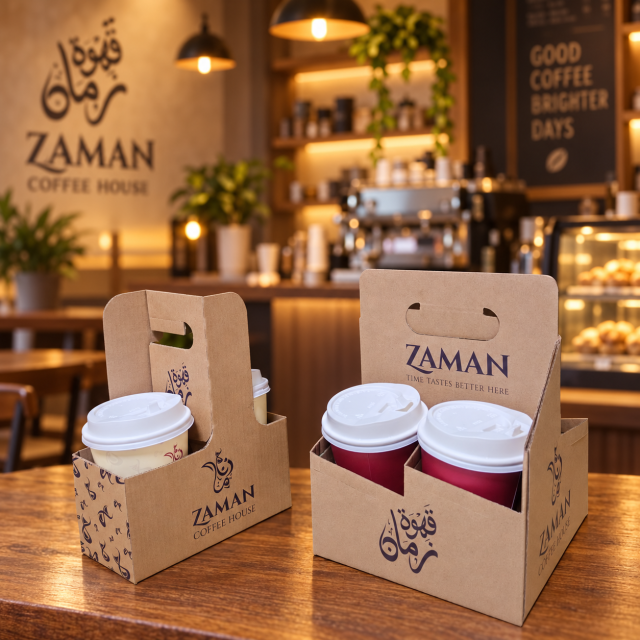 AT PACK Custom Printed 2 Cup Carrier Box Takeaway Coffee Cup Holder with Handle for Café Beverage Packaging,AT PACK,AT PACK Custom Printed 2 Cup Carrier Box Takeaway Coffee Cup Holder with Handle for Café Beverage Packaging