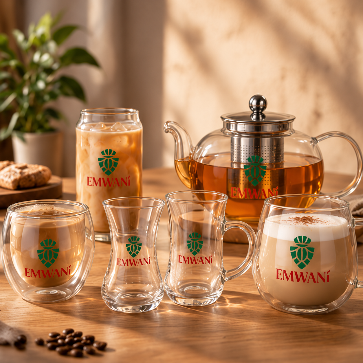 AT PACK Custom Printed Glass Coffee Cup Set with Logo Double Wall Glasses, Tea Pot and Café Drinkware Collection,AT PACK,AT PACK Custom Printed Glass Coffee Cup Set with Logo Double Wall Glasses, Tea Pot and Café Drinkware Collection