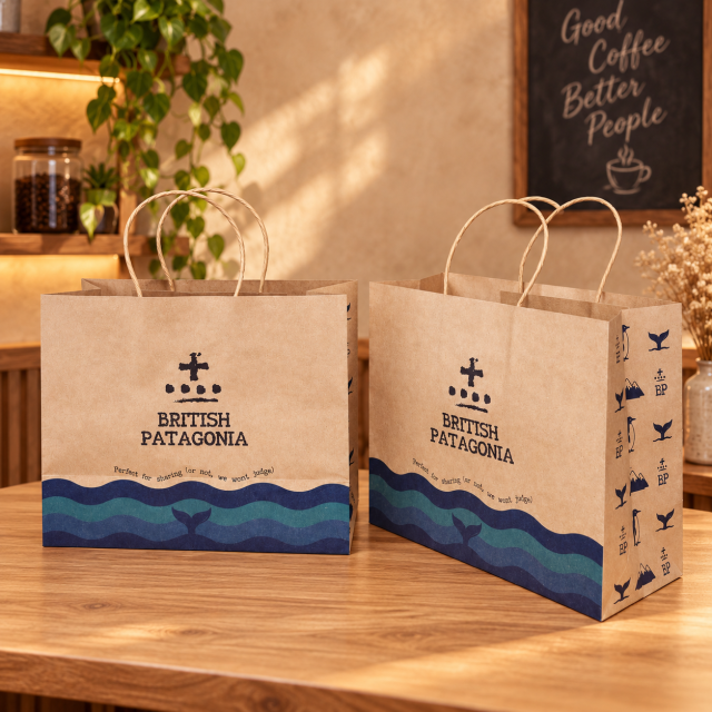 AT PACK Custom Printed Kraft Paper Bags with Logo for Coffee Shop, Bakery and Restaurant Takeaway Packaging,AT PACK,AT PACK Custom Printed Kraft Paper Bags with Logo for Coffee Shop, Bakery and Restaurant Takeaway Packaging