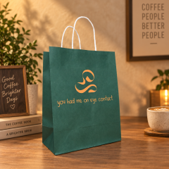 AT PACK Custom Printed Kraft Paper Bags with Logo for Coffee Shop, Bakery and Restaurant Takeaway Packaging,AT PACK,AT PACK Custom Printed Kraft Paper Bags with Logo for Coffee Shop, Bakery and Restaurant Takeaway Packaging