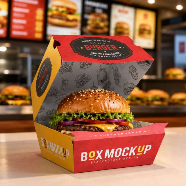 AT PACK Custom Printed Burger Boxes | Eco-Friendly Takeaway Food Packaging for Restaurants & Fast Food Brands,AT PACK,AT PACK Custom Printed Burger Boxes | Eco-Friendly Takeaway Food Packaging for Restaurants & Fast Food Brands