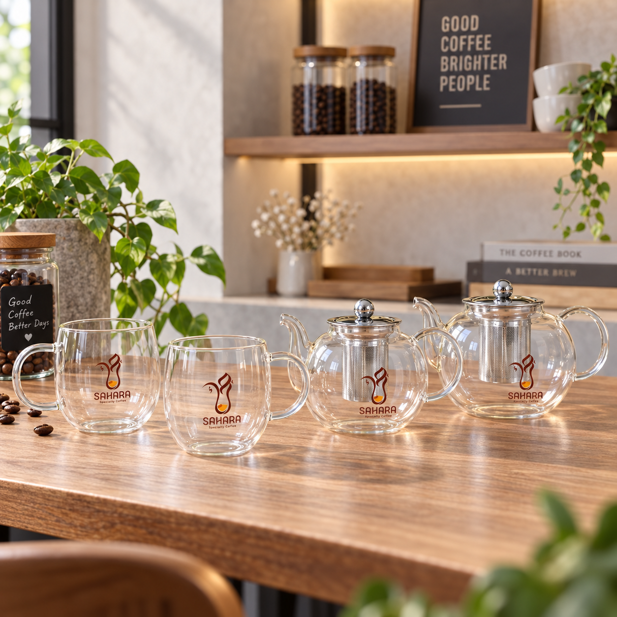 AT PACK Custom Printed Glass Coffee Cup Set with Logo Double Wall Glasses, Tea Pot and Café Drinkware Collection,AT PACK,AT PACK Custom Printed Glass Coffee Cup Set with Logo Double Wall Glasses, Tea Pot and Café Drinkware Collection