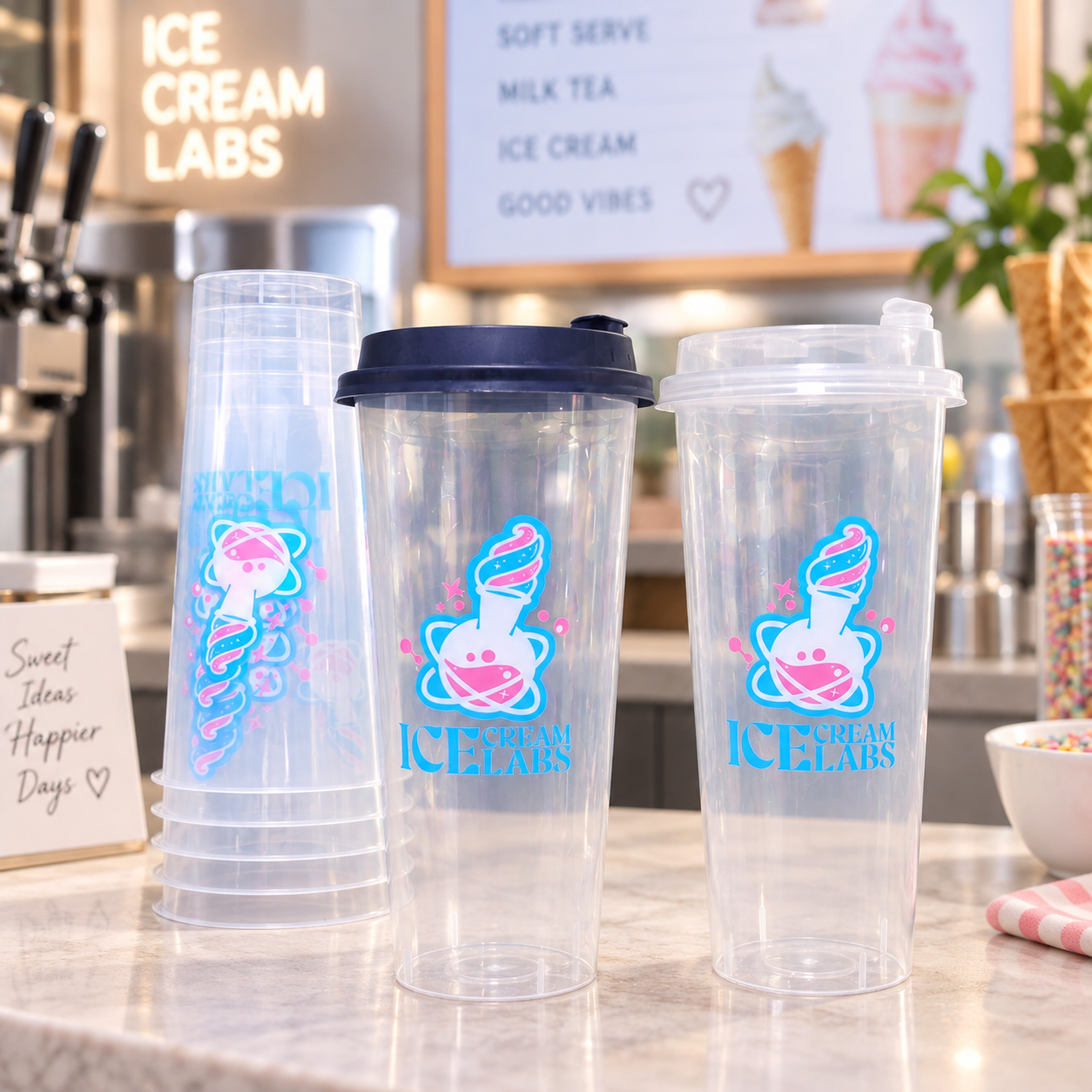 AT PACK Custom PP Cups with Logo  Reusable Plastic Drink Cups for Bubble Tea, Coffee Shops & Beverage Brands,AT PACK,AT PACK Custom PP Cups with Logo  Reusable Plastic Drink Cups for Bubble Tea, Coffee Shops & Beverage Brands