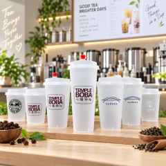 AT PACK Custom PP Cups with Logo  Reusable Plastic Drink Cups for Bubble Tea, Coffee Shops & Beverage Brands,AT PACK,AT PACK Custom PP Cups with Logo  Reusable Plastic Drink Cups for Bubble Tea, Coffee Shops & Beverage Brands
