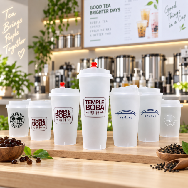 AT PACK Custom PP Cups with Logo  Reusable Plastic Drink Cups for Bubble Tea, Coffee Shops & Beverage Brands,AT PACK,AT PACK Custom PP Cups with Logo  Reusable Plastic Drink Cups for Bubble Tea, Coffee Shops & Beverage Brands