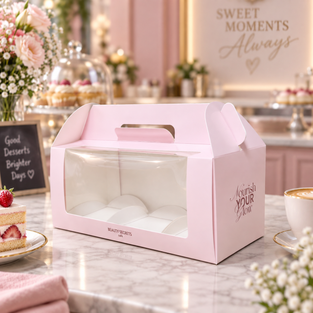 AT PACK Custom Window Cake Boxes with Handle  Premium Bakery Packaging Boxes for Cakes, Desserts & Takeaway,AT PACK,AT PACK Custom Window Cake Boxes with Handle  Premium Bakery Packaging Boxes for Cakes, Desserts & Takeaway