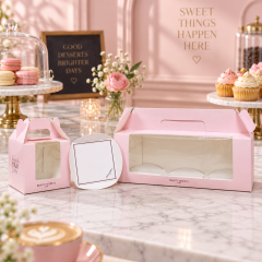 AT PACK Custom Window Cake Boxes with Handle  Premium Bakery Packaging Boxes for Cakes, Desserts & Takeaway,AT PACK,AT PACK Custom Window Cake Boxes with Handle  Premium Bakery Packaging Boxes for Cakes, Desserts & Takeaway