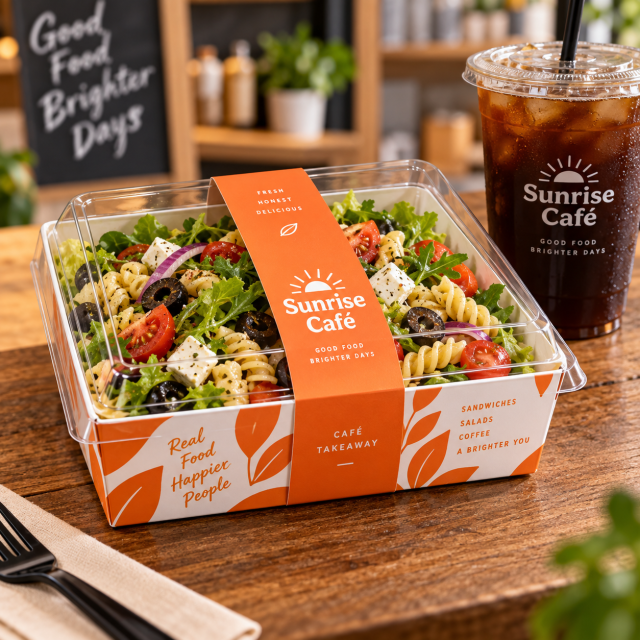 AT PACK Custom Salad Boxes with Clear Lids Branded Takeaway Food Packaging for Salads, Pasta & Fresh Meals,AT PACK,AT PACK Custom Salad Boxes with Clear Lids Branded Takeaway Food Packaging for Salads, Pasta & Fresh Meals
