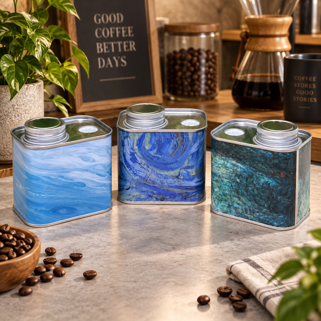 AT PACK Custom Coffee Tin Canister with Logo  Premium Metal Packaging for Coffee Beans, Tea & Specialty Products,AT PACK,AT PACK Custom Coffee Tin Canister with Logo  Premium Metal Packaging for Coffee Beans, Tea & Specialty Products