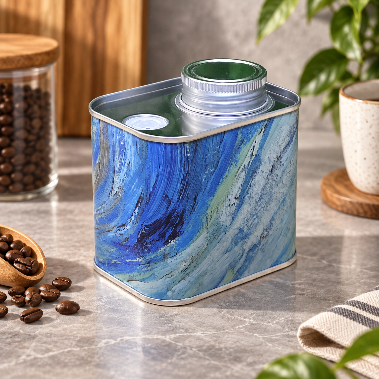 AT PACK Custom Coffee Tin Canister with Logo  Premium Metal Packaging for Coffee Beans, Tea & Specialty Products,AT PACK,AT PACK Custom Coffee Tin Canister with Logo  Premium Metal Packaging for Coffee Beans, Tea & Specialty Products
