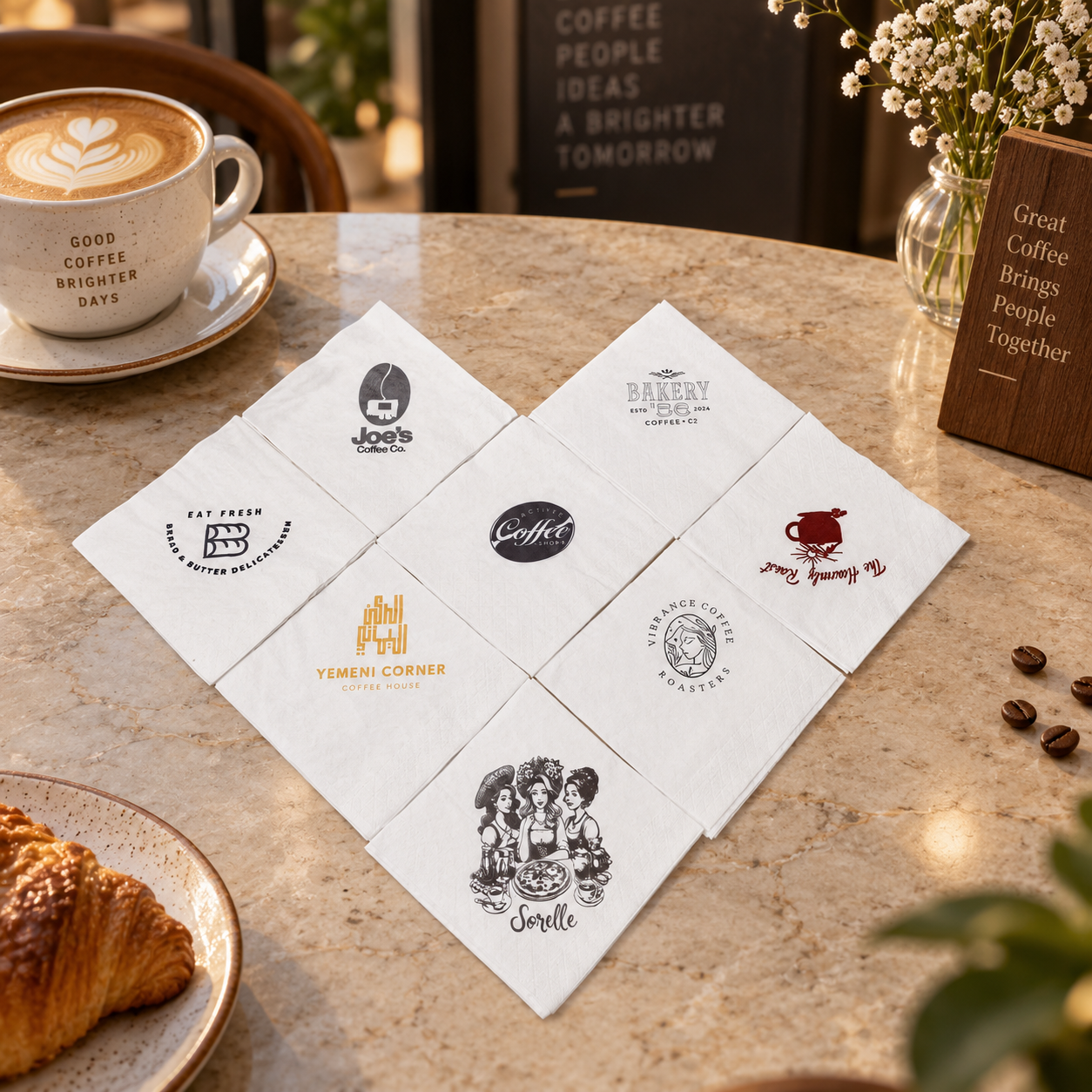 AT PACK Custom Printed Napkins with Logo Premium Paper Napkins for Cafés, Restaurants & Food Service Brands,AT PACK,AT PACK Custom Printed Napkins with Logo Premium Paper Napkins for Cafés, Restaurants & Food Service Brands
