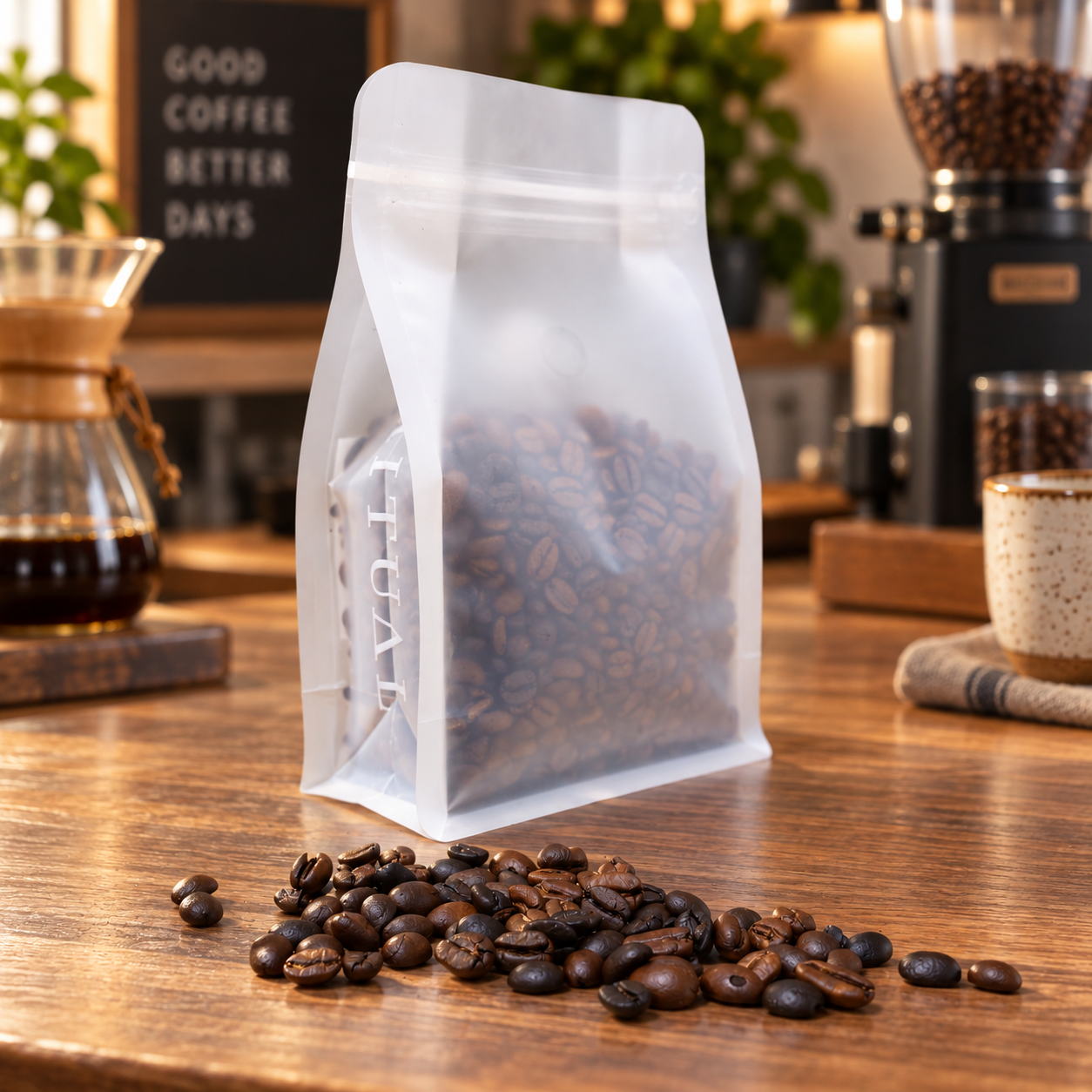 AT PACK Transparent Flat Bottom Coffee Bag with Window  Custom Clear Coffee Packaging for Specialty Roasters,AT PACK,AT PACK Transparent Flat Bottom Coffee Bag with Window  Custom Clear Coffee Packaging for Specialty Roasters
