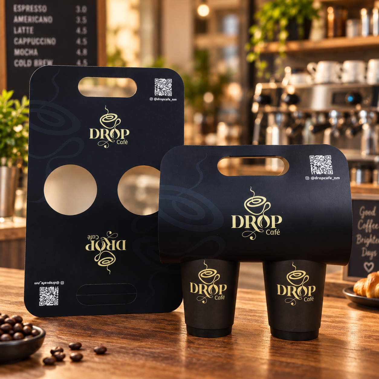AT PACK Custom Coffee Cup Holder  Premium 2 Cup Carrier Tray for Takeaway Coffee Shops and Cafés,AT PACK,AT PACK Custom Coffee Cup Holder  Premium 2 Cup Carrier Tray for Takeaway Coffee Shops and Cafés