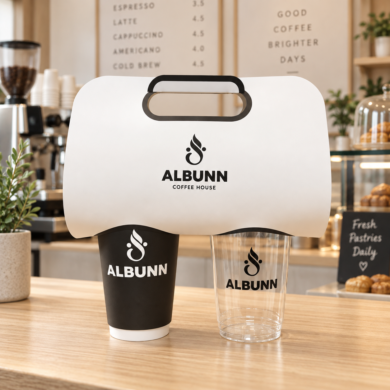 AT PACK Custom Coffee Cup Holder  Premium 2 Cup Carrier Tray for Takeaway Coffee Shops and Cafés,AT PACK,AT PACK Custom Coffee Cup Holder  Premium 2 Cup Carrier Tray for Takeaway Coffee Shops and Cafés