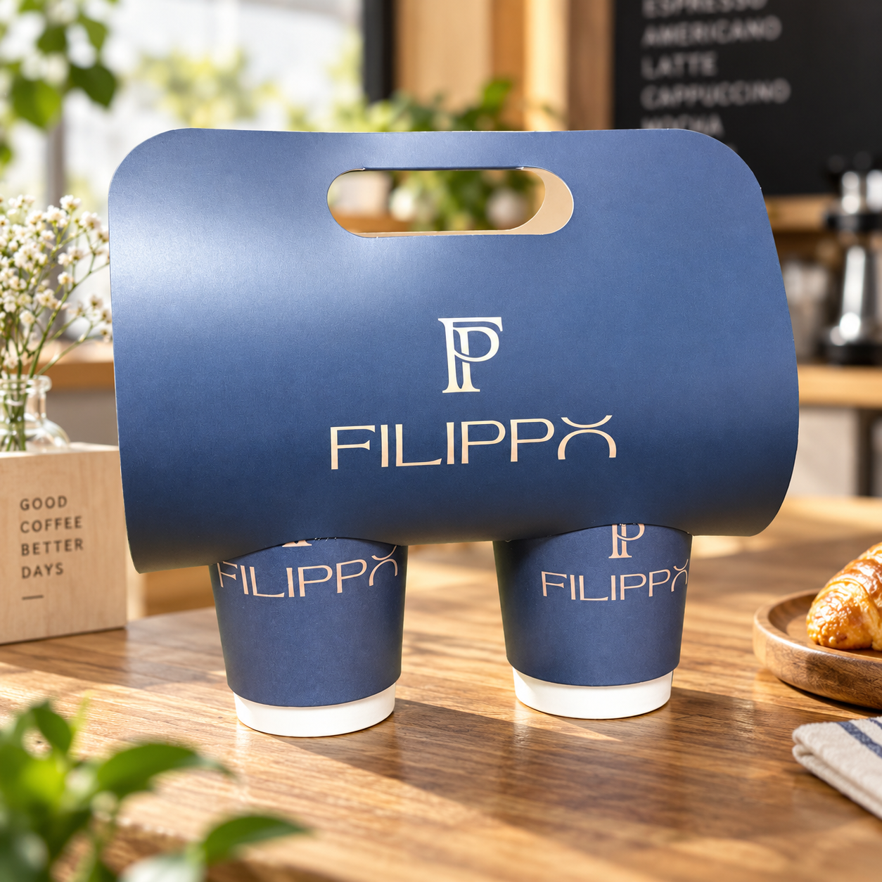 AT PACK Custom Coffee Cup Holder  Premium 2 Cup Carrier Tray for Takeaway Coffee Shops and Cafés,AT PACK,AT PACK Custom Coffee Cup Holder  Premium 2 Cup Carrier Tray for Takeaway Coffee Shops and Cafés