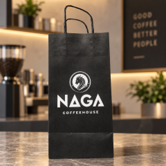 AT PACK Custom Kraft Paper BagPremium Printed Shopping Bag with Twisted Handle for Coffee Shops and Retail Brands,AT PACK,AT PACK Custom Kraft Paper BagPremium Printed Shopping Bag with Twisted Handle for Coffee Shops and Retail Brands