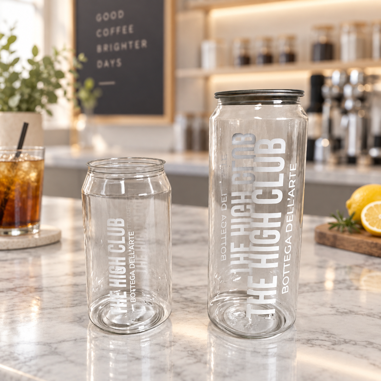 AT PACK Custom PET Can Cup Premium Clear Plastic Jar Style Cup with Metal Lid for Bubble Tea, Juice and Beverage Brands,AT PACK,AT PACK Custom PET Can Cup Premium Clear Plastic Jar Style Cup with Metal Lid for Bubble Tea, Juice and Beverage Brands