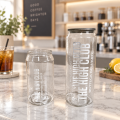 AT PACK Custom PET Can Cup Premium Clear Plastic Jar Style Cup with Metal Lid for Bubble Tea, Juice and Beverage Brands,AT PACK,AT PACK Custom PET Can Cup Premium Clear Plastic Jar Style Cup with Metal Lid for Bubble Tea, Juice and Beverage Brands