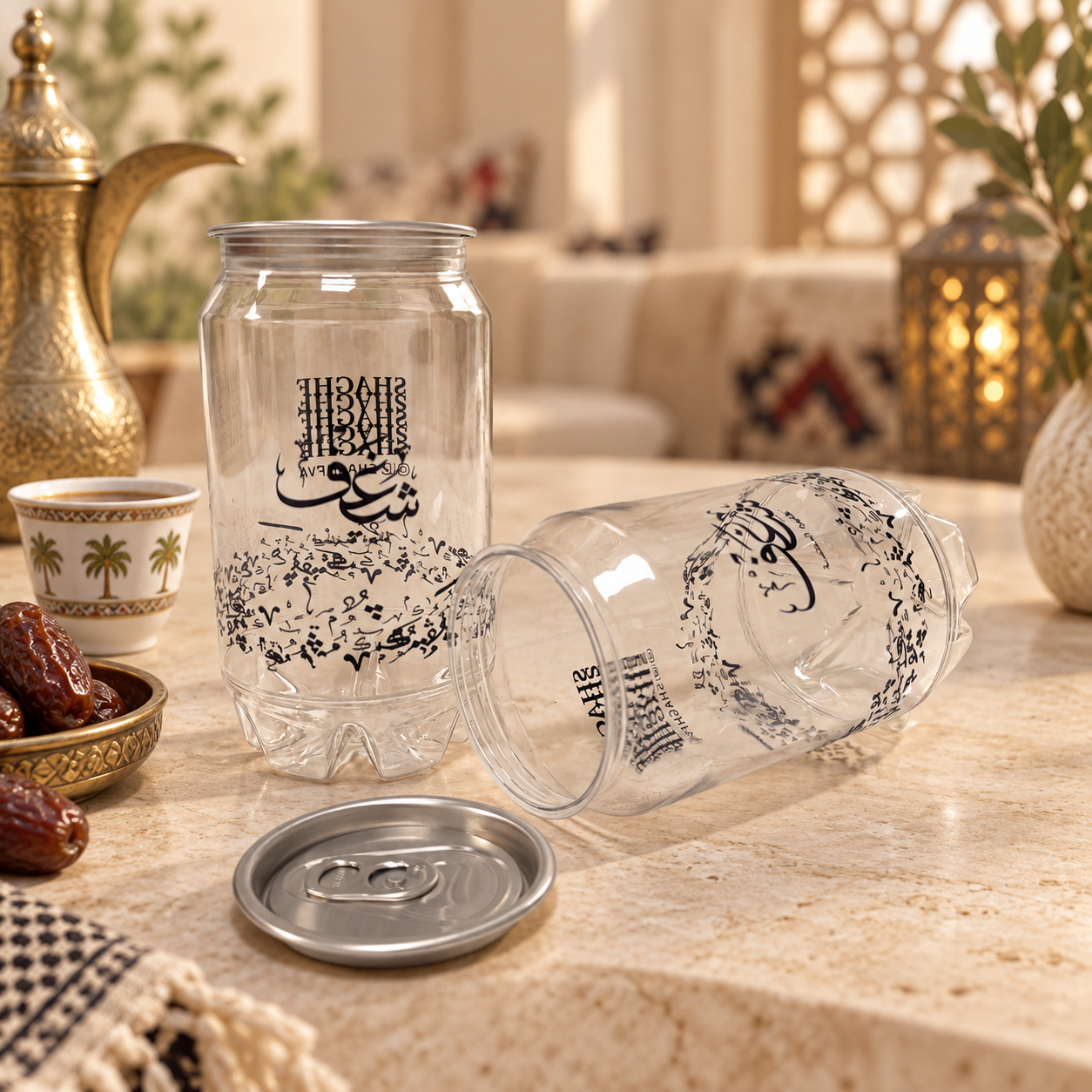 AT PACK Custom PET Can Cup Premium Clear Plastic Jar Style Cup with Metal Lid for Bubble Tea, Juice and Beverage Brands,AT PACK,AT PACK Custom PET Can Cup Premium Clear Plastic Jar Style Cup with Metal Lid for Bubble Tea, Juice and Beverage Brands